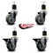 Service Caster 3.5'' Gray Poly Wheel Swivel 1-7/8'' Expanding Stem Caster Set 2 Brakes, 4PK SCC-EX20S3514-PPUB-2-PLB-2-178 - alternate 5